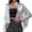 Womens Silver Sequin Blazers, variant on Silver Fringe Jackets for Women Cropped Sequin Blazer Stand Collar Tight Bomber Jacket for Evening Party