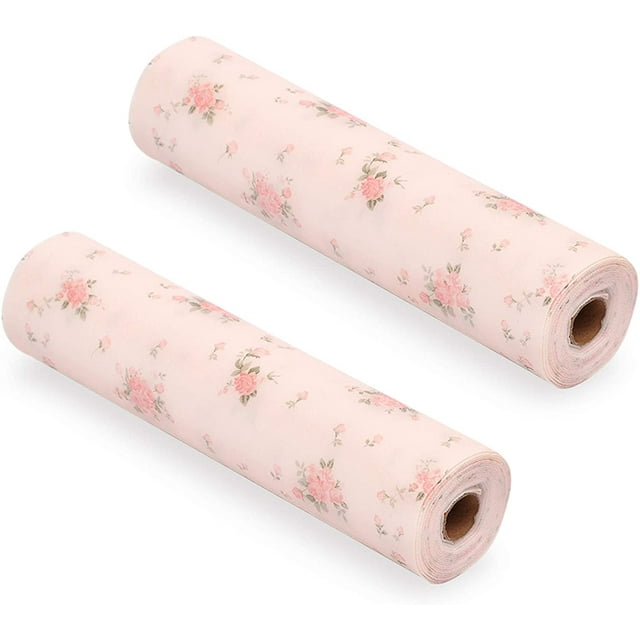 Cabinet Mat, Drawer Liners, 2 Rolls PET Non-Slip Anti-Mildew Anti-Bacterial Waterproof Washable Cupboard Cabinet Liner Refridge Locker Mats Protector for Home Kitchen(30 * 500cm)Rose