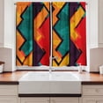thumbnail image 2 of Ambesonne Ethnic Kitchen Curtains, Geometric Modern Design, 55"x39", Teal Orange Marigold, 2 of 3