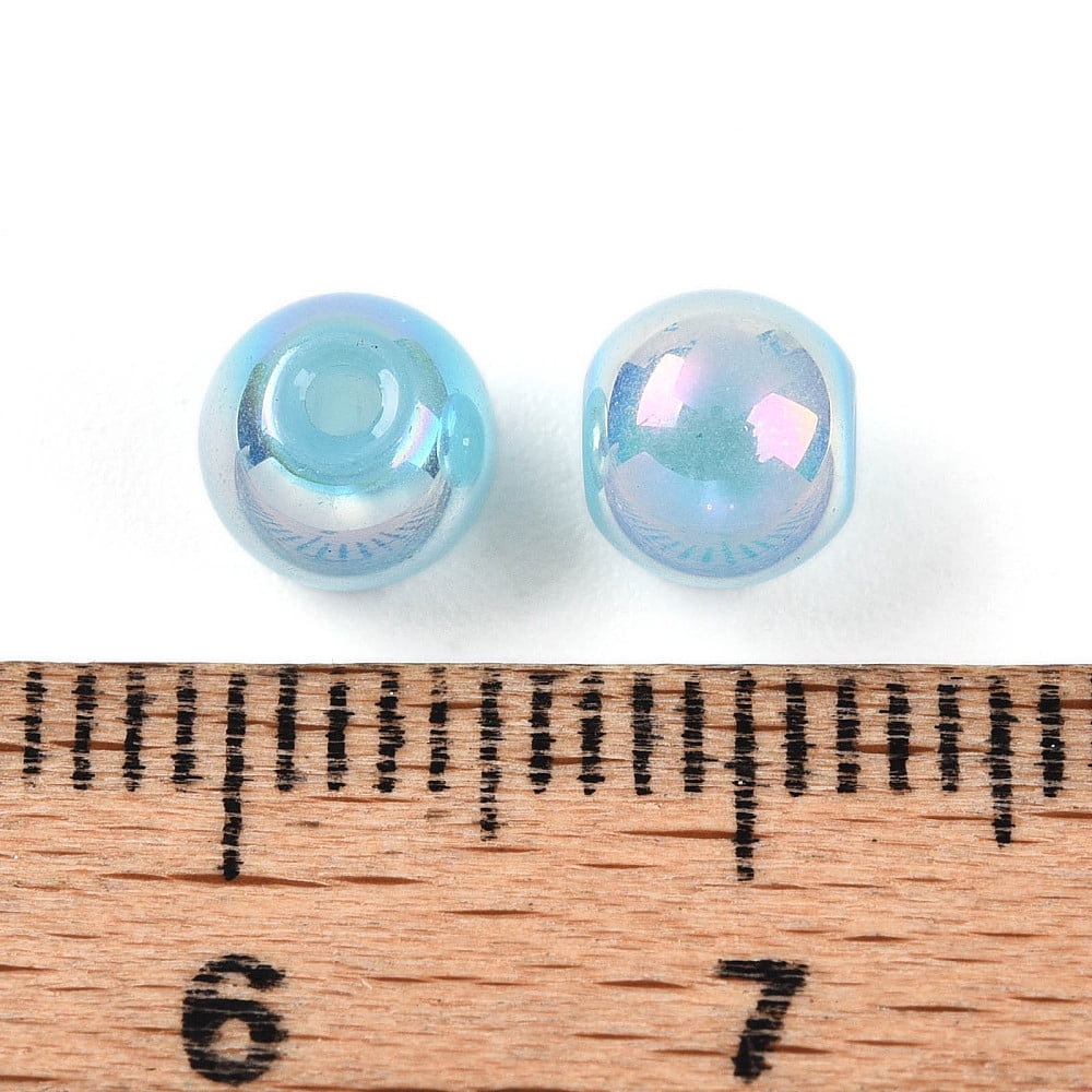 Electroplate Pearlized Glass Pearl Beads Iridescent Round Light Sky Blue 6x5.5mm Hole: 1.2~1.4mm about 1730pcs/Pound