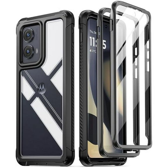 Poetic Guardian Case for Motorola Moto Edge 2024 [Not for 2023 Version], Full Body Cover with Built-in Screen Protector, Black/Clear