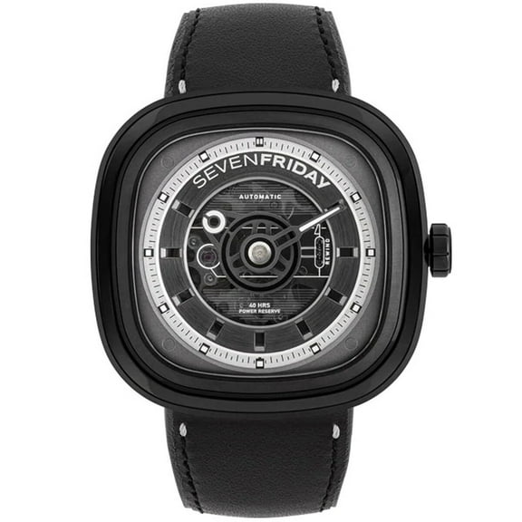 SevenFriday T1-04 Men's T Series T BLACK Strap Automatic Watch