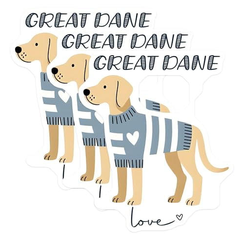 (3 Pack) Great Dane Decals - Dog Breed Stickers - Laptop Decals - 3 Inches On Longest Side - Easy Peel & Apply - Made in USA - 3MCS6068