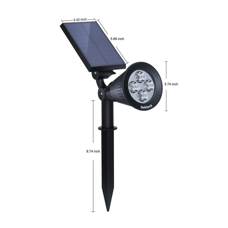 Nekteck Solar Powered Garden Spotlight - Outdoor Spot Light for Walkways, Landscaping, Security, Etc. - Ground or Wall Mount Options (2 Pack, Warm White) Nekteck Solar Powered Garden Spotlight - Outdoor Spot Light for Walkways, Landscaping, Security, Etc. - Ground or Wall Mount Options (2 Pack, Warm White)