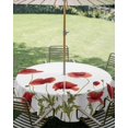 thumbnail image 3 of Outdoor Tablecloth with Umbrella Hole Zipper Red Spring Floral Round Tablecloth 54" Waterproof Outside Table Cloth Farmhouse Flowers Elegant Pastoral Patio Table Cover Tablecloths for Picnic Party, 3 of 8