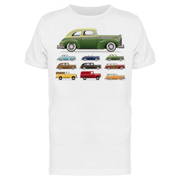 1940s Car Lineup Design T-Shirt Men -Image by Shutterstock, Male Small