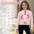 thumbnail image 7 of Xoenoiee Axolotl Milk Tea Stripe Print Girls Half Zipper Hoodie Trendy Fall Sweatshirts Long Sleeve Pullover Tops for Teen Girl Kids Mock Neck Sweater, 11-12 Years, 7 of 7
