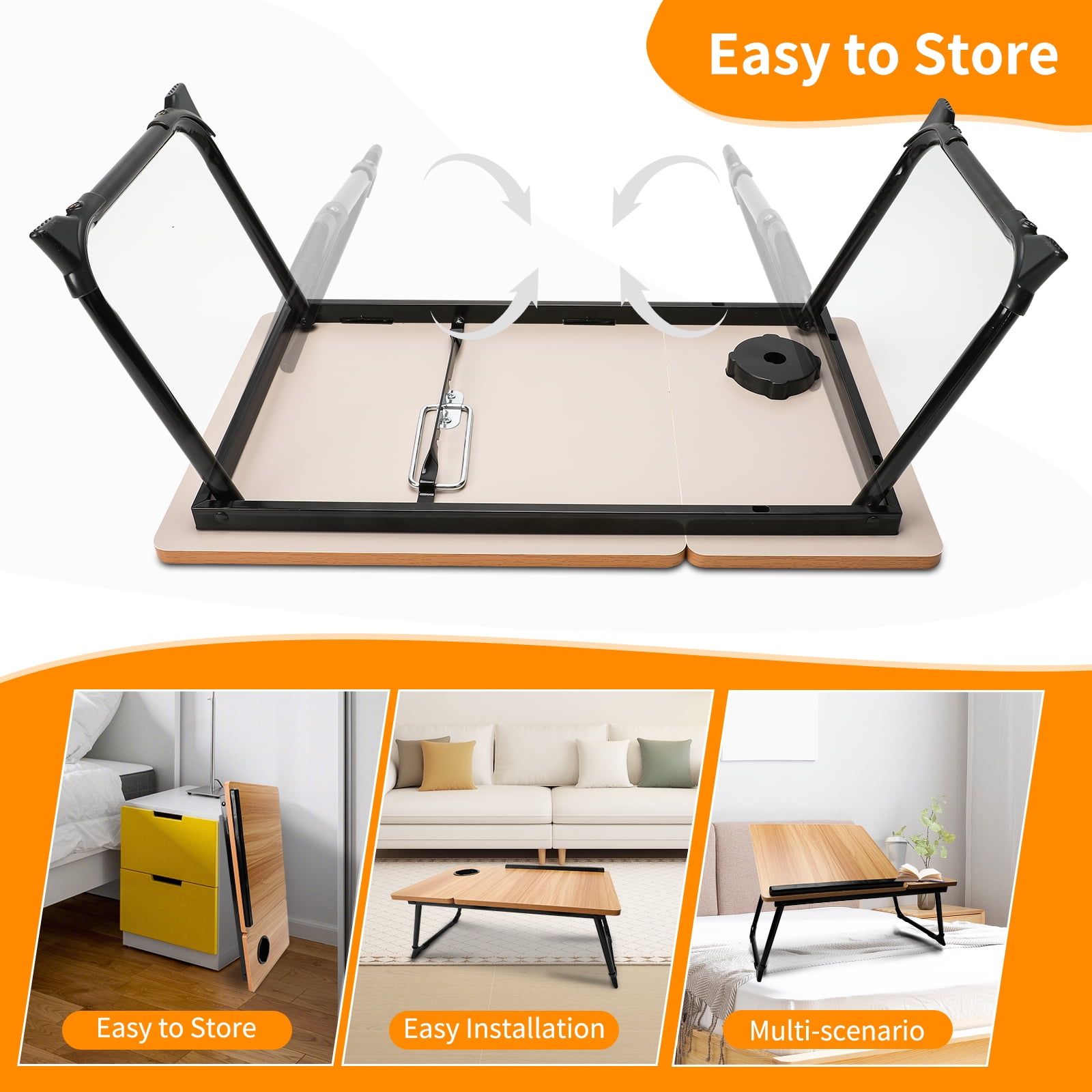 Laptop Bed Tray Table, WLRETMCI Adjustable Foldable Lap Desk for Bed and Sofa, Laptop Desk Notebook Stand for Eating Breakfast, Reading Book