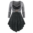 thumbnail image 1 of Camiseta Irregular Diseño Teñido Espacio Rosegal  Mangas largas de talla grande, 1 of 5