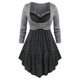 thumbnail image 1 of Camiseta Irregular Diseño Teñido Espacio Rosegal  Mangas largas de talla grande, 1 of 5