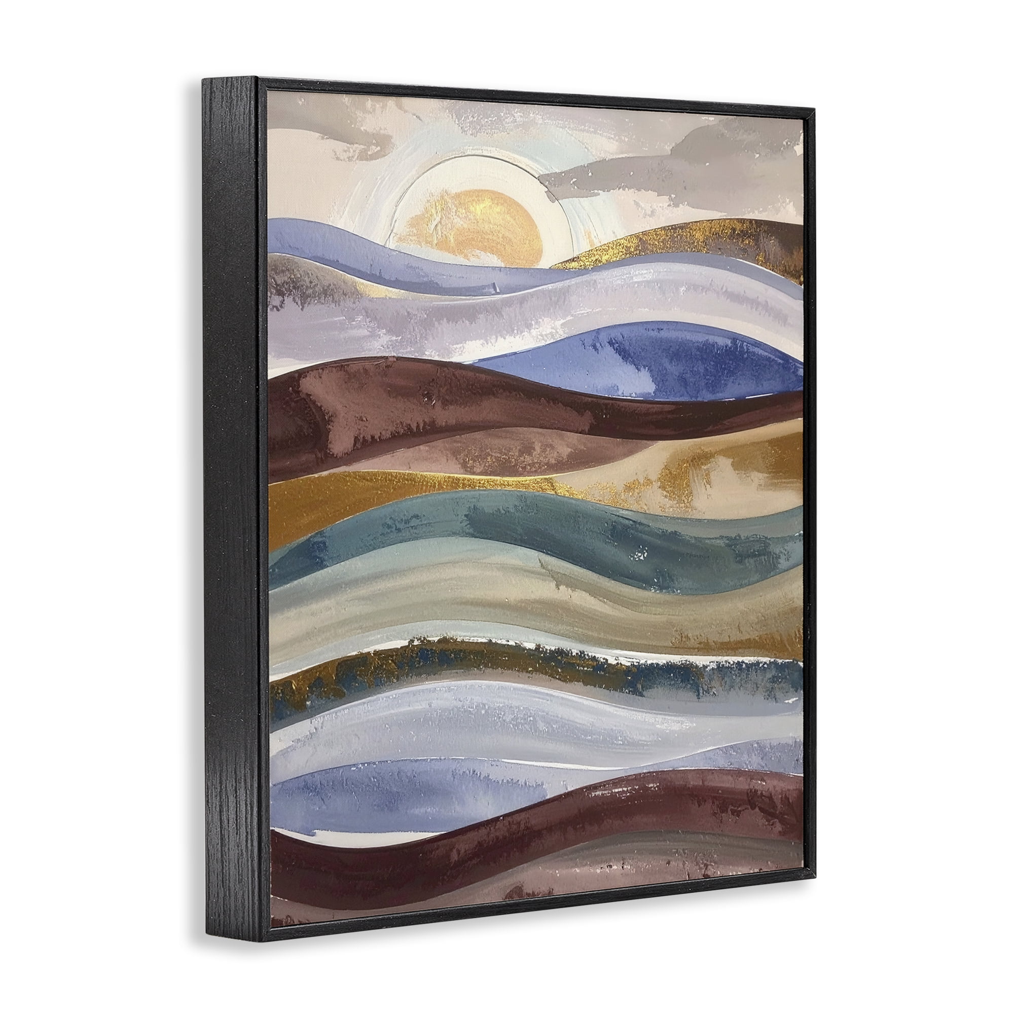 Stupell Industries Layered Ocean Flow Black Framed Giclee Art, design by Alonza Saunders