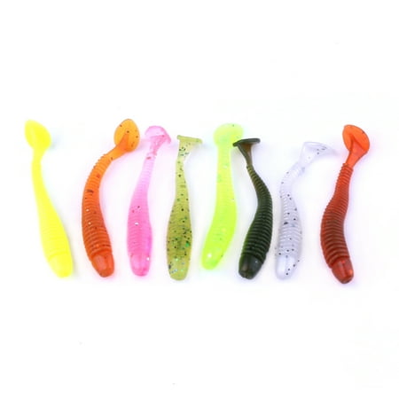 50PCS Soft Lure T-Tail Fish Soft Bait Soft Baits Artificial Blackfish Striped Bass Fishing Gear Tackles Spinning (The Best Lures For Striped Bass)