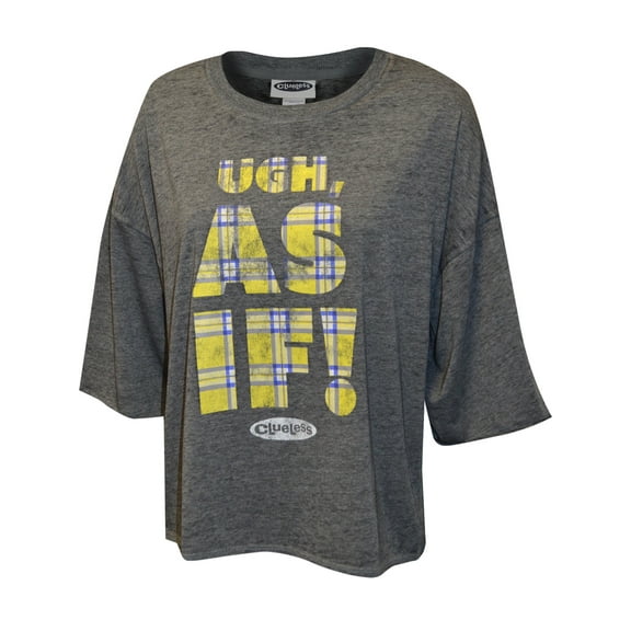 Richard Leeds Womens Clueless Movie Ugh As If Gray Cropped Tee Shirt (Medium)