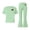 Green, variant on Asxite Girls Summer Outfits Casual Heart Print Short Sleeve Tee Flared Pants Set 2 Piece 5-15 Y