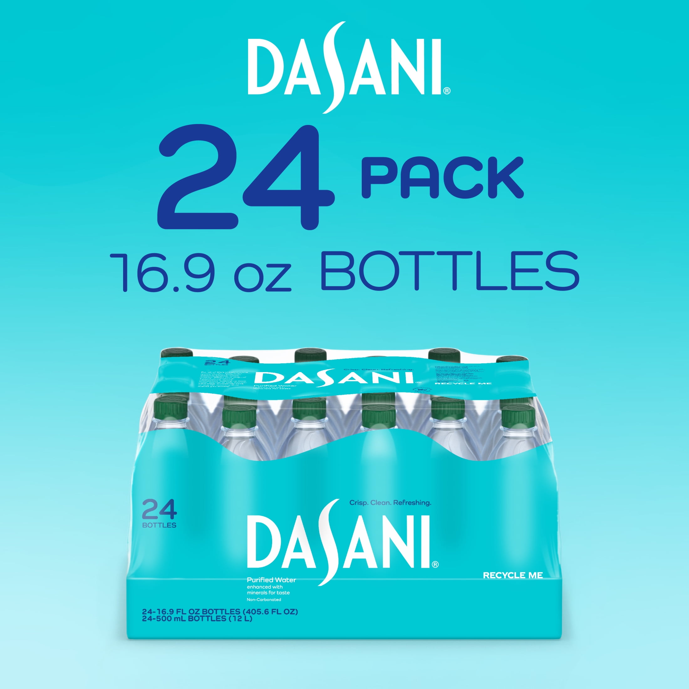 Dasani Purified Water Bottles, 16.9 fl oz, 24 Pack