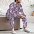 thumbnail image 7 of Sikiie Violets Flowers Mens Pajama Set, Soft Warm Long Sleeve Sleepwear, Cozy Button-Down Pjs for Men-Medium, 7 of 7
