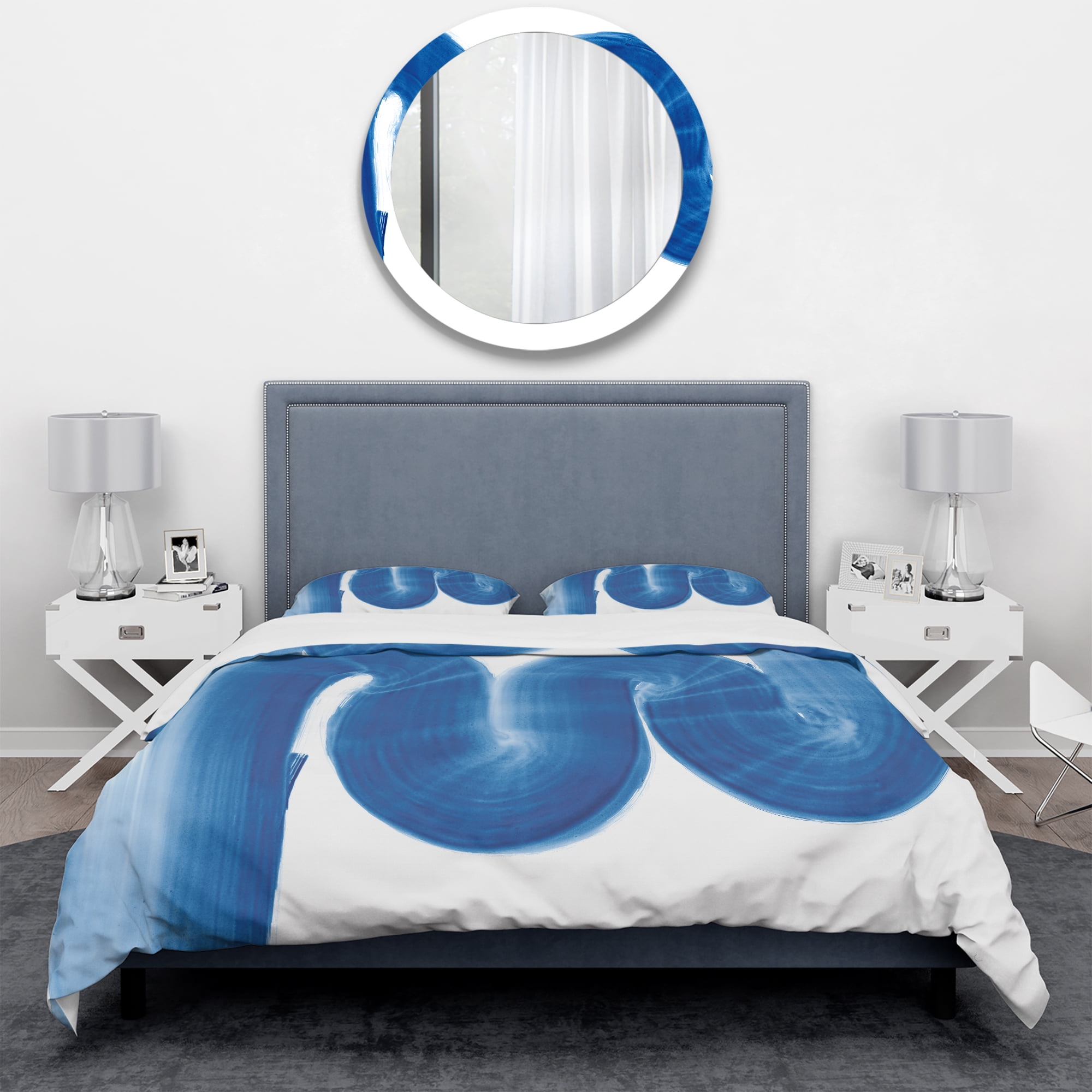 Designart 'Blue Geometric S Curve' Geometric Duvet Cover Set