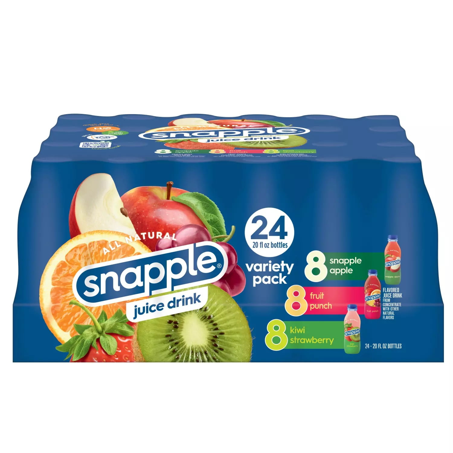 Snapple Juice Drink Variety Pack, 20 Fluid Ounce (Pack of 24)