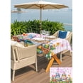 thumbnail image 4 of Easter Gnomes Bunnies Outdoor Tablecloth - 60x120 Inch Rectangle Dining Table Cover, Spring Easter Eggs Floral Purple Plaid Waterproof Outdoor Table Cloth with Umbrella Hole & Zipper for Picnic/Patio, 4 of 7