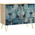 thumbnail image 3 of PixonSign Sideboard Buffet Cabinet, Kitchen Storage Cabinet with 2 Doors, Vibrant Blue 3D Square Cube Patterns, Cupboard Console Table for Dining Room - 35" L x 18" W x 29" H, 3 of 5