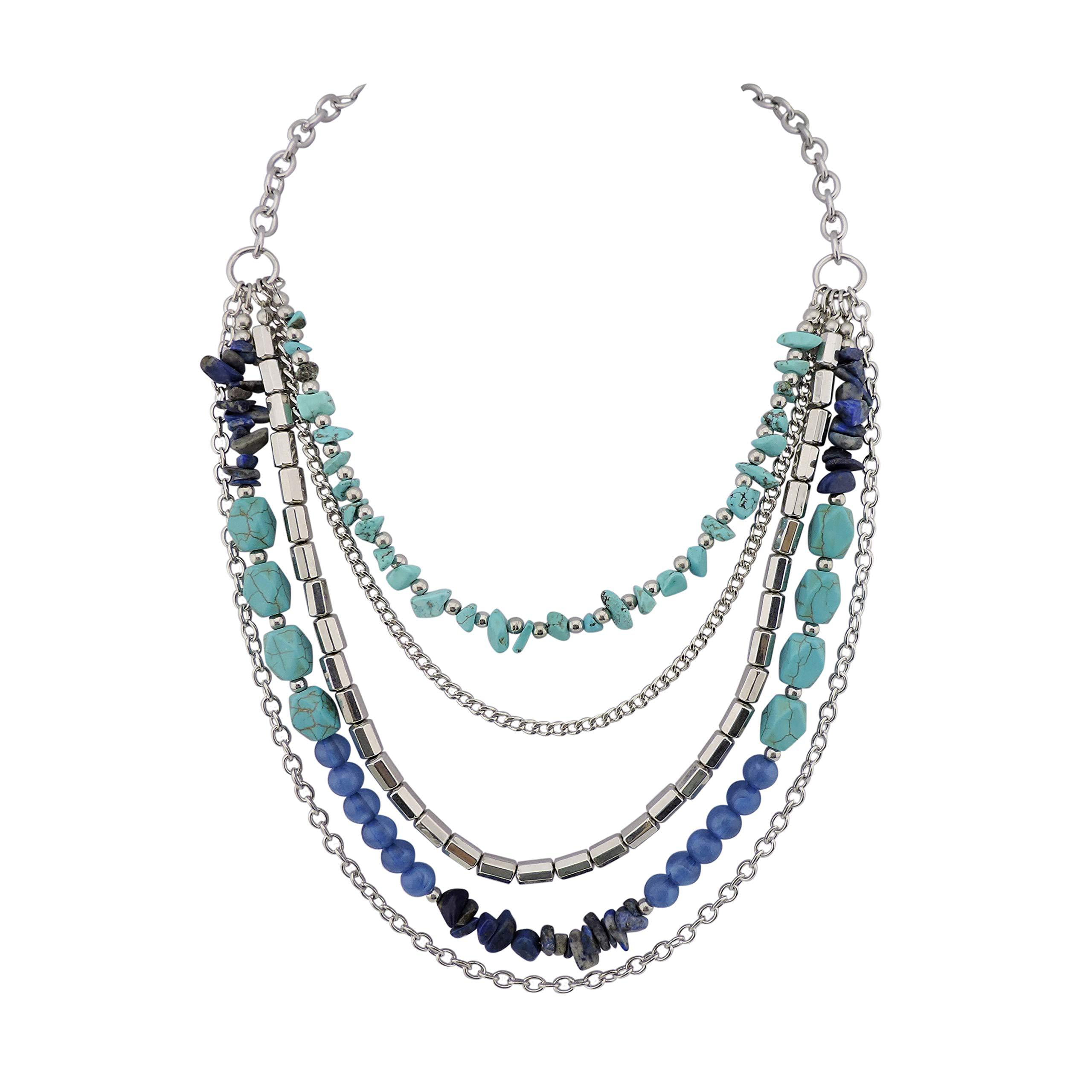 Bocar - Bocar Personalized Layered Strands Turquoise Statement Chunky ...