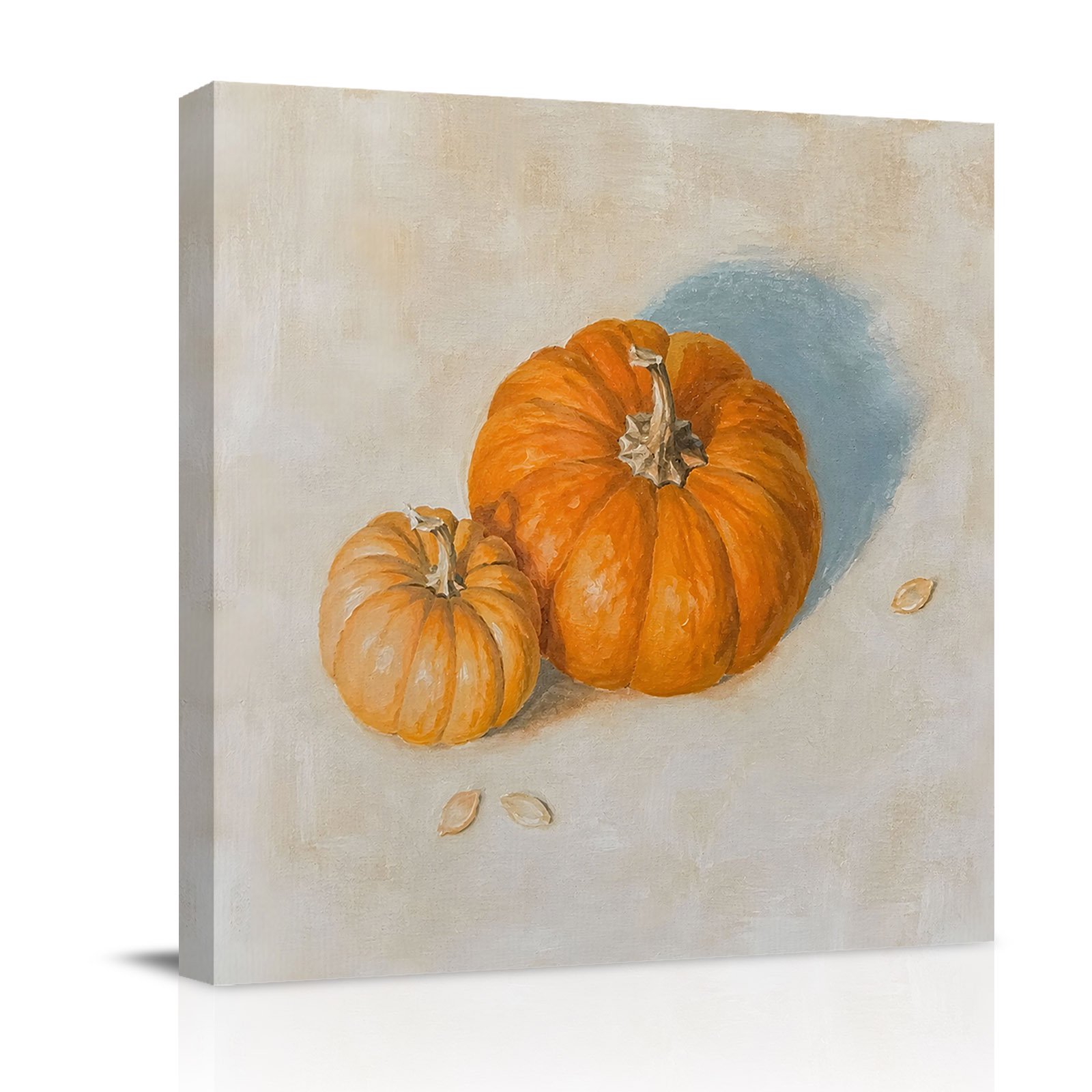Canvas Wall Art Orange Pumpkins Fall Framed Canvas Prints for Bedroom Office Simple Autumn Thanksgiving Large Gallery Wrapped Wall Decor for Home Office Gifts 16 x16 Ship Next Day