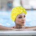 thumbnail image 3 of 3D Flower Water Sports Hat Breathable Swimming Bath Cap Soft Long Hair Swimming Hat Ear Protection Comfortable Pool Accesories, 3 of 6