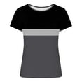 thumbnail image 4 of Molidfa women's color block crew neck short sleeve ribbed slim fit casual blouse, 4 of 5