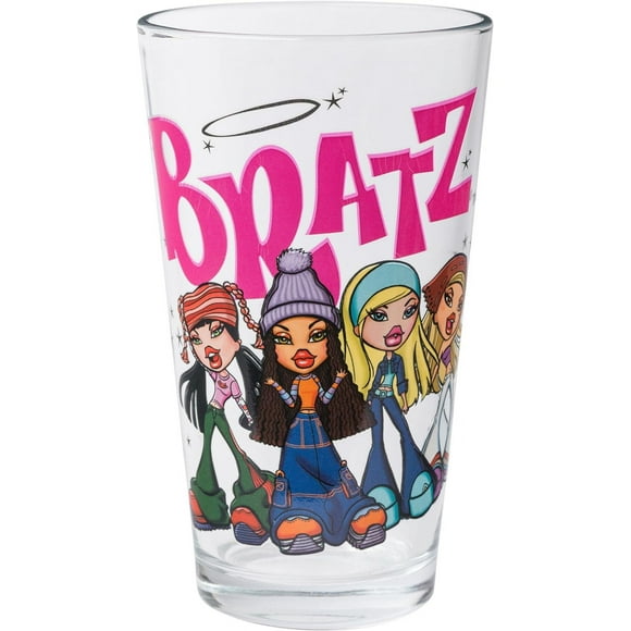**bratz dolls featuring cloe, yasmin, jade, and sasha pint glass, 16 ounces