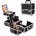 thumbnail image 1 of Maletin para Maquillaje, Estuche de Maquillaje Profesional con 3 Bandejas y Espejo, Caja de Maquillaje Portátil con Cerradura, Aluminio Caja para Maquillaje Ideal Para Viajes y Cosmetiquera (Negro), 1 of 4