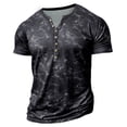 thumbnail image 4 of Jinhomg Mens Fashion Henley Shirts Trendy Short Sleeve Button V Neck Tops Lightweight Casual Washed Summer Athletic Tees Black XL, 4 of 6