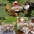 thumbnail image 4 of Vintage Orange Blue Fall Round Tablecloth for 45-54 Inch Tables,Fitted Table Cover with Elastic Edge,Thanksgiving Maple Leaf Pumpkins Vintage Waterproof Outdoor Table Cloth Protector for Patio Dinner, 4 of 9