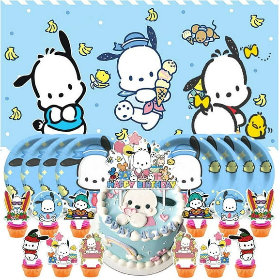 Pochacco Birthday Supplies Plates Decorations Decor Backdrop Banner Cake Topper Fans