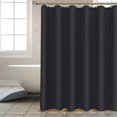 thumbnail image 3 of Cortina de ducha de tela estrecha con forro negro, 36 pulgadas de ancho por 72 pulgadas de largo, cortinas de baño resistentes al agua, ojales resistentes al óxido (6 Hol, 11 Feliz Sencillez, 3 of 4
