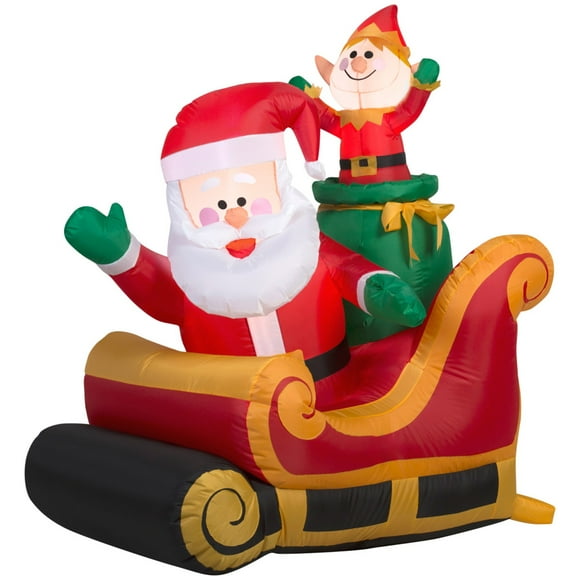 Papá Noel inflable Gemmy con trineo