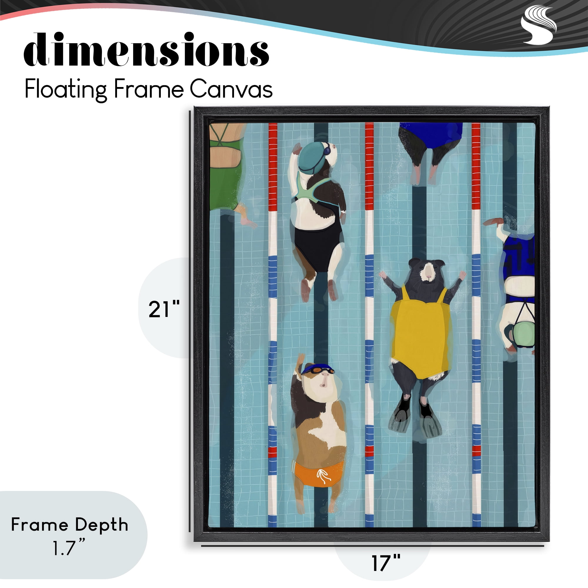 Stupell Industries Guinea Pigs at Lido Black Framed Floater Canvas Wall Art, design by Hanna Melin