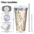 thumbnail image 4 of 16oz Tumblers Pioneer Flower Floral Print Pattern Stainless Steel Vacuum Insulated Double Wall Travel Tumbler Cups Mug with Lid and Straw,Cleaning Brush for Coffee,Tea, 4 of 4
