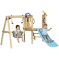 thumbnail image 1 of Outsunny Wooden Kids Swing Set with Swing Seat, Ages 18-48 Months, Natural, 1 of 10