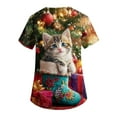 thumbnail image 3 of Garbnen Christmas Scrub Top Women V Neck Short Sleeve Womens Fall Tops Winter Fall Xmas Print Nursing Uniform with Pockets S-5xl, 3 of 4