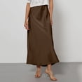 thumbnail image 2 of WULMLEO Women's Satin High Waisted Maxi Skirts Silk Elegant A Line Long Skirt Summer Fall Cocktail Party Wedding Flowy Skirts Coffee M, 2 of 4