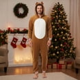 thumbnail image 2 of Fgnfyis Family Christmas Pajamas Matching Sets Reindeer Print Lined Warm Cozy One Piece Hooded Jumpsuit Sleepwear Christmas Loungewear, 2 of 7