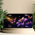 thumbnail image 6 of 1 Pcs 2D Flat License Plate Covers & Frames, Butterflies and Purple Lilies For Decorative Front, Waterproof For Decoration Aluminum License Plate Covers & Frames Cover For Men Women, 12" X 6", 6 of 7