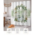 thumbnail image 7 of Fall Shower Curtain Leaf Pumpkin Wreath Bathroom Curtains with Hooks, Waterproof Fabric Green Stripe Thanksgiving Bath Shower Curtains Set for Bathroom Bathtubs Decor 72x72 Inch, 7 of 7