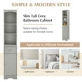 thumbnail image 4 of Tall Bathroom Cabinet, Freestanding Bathroom Storage Cabinet with Drawer and Door, Narrow Linen Storage Cabinet with Adjustable Shelves for Home, Bathroom, Kitchen, Anti-Tipping, Gray, 4 of 9