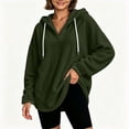 thumbnail image 5 of hlysgo Womens Oversized Sherpa Hoodie Pullover Fuzzy Fleece Sweatshirt Plaid Fluffy Tops with Pockets Army Green,M, 5 of 6
