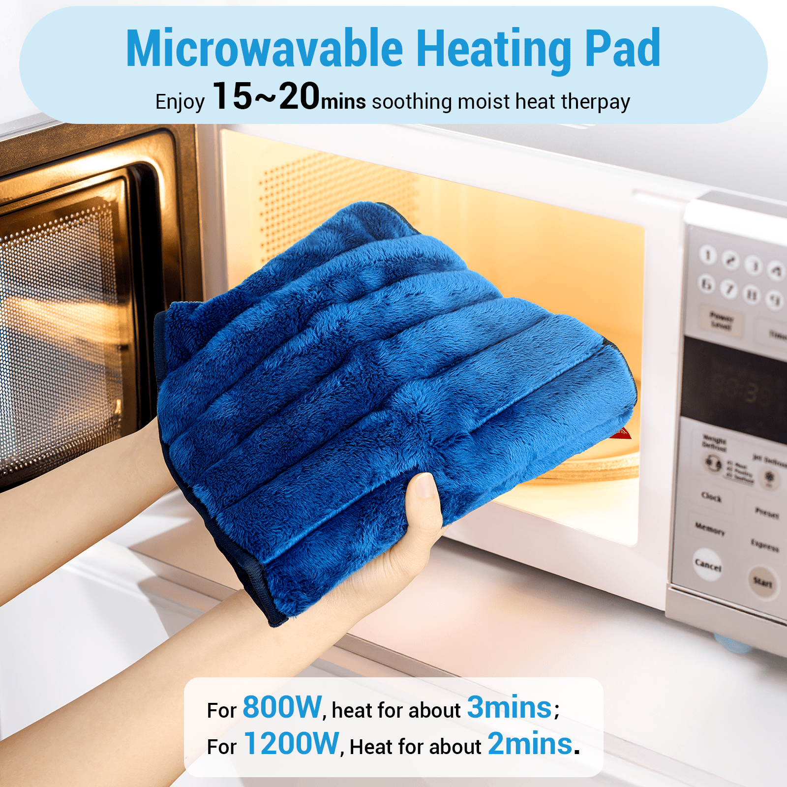 Comfytemp Large Microwave Heating Pad for Back & Waist, Moist Heat Relief for Muscle Discomfort, Blue