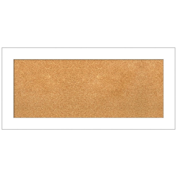 Amanti Art Natural Cork Board Framed Wedge White Bulletin Board 34 in. x 16 in.