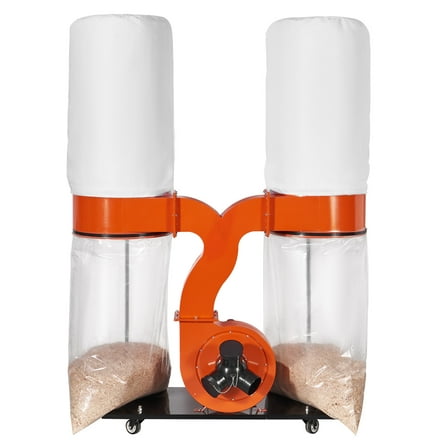 KFFKFF Dust Gatherer, 3HP 1550 CFM Air Circulation, Mobile Dual Dust Gatherer with 94-Gallon Spacious Dust Collection Bag, 2.5 Micron Bag Filter, Industrial Workshop Portable Wood Dust Bin on Wheels