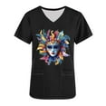 thumbnail image 5 of BiZtdJrK Mardi Gras Scrub Tops for Women Nursing Uniforms Casual V Neck Short Sleeve Tees Blouse Funny Printed Holiday Working Scrubs with Pockets Black XXL Clearance Sales Today Sales Prime, 5 of 6