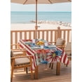 thumbnail image 2 of Outdoor Tablecloth with Umbrella Hole for Patio/Picnic/Party/Camping, 4th of July Waterproof Table Cloth Rectangle Table Cover Washable, Daisy Botanical Leaves Red Striped Independence (60"x 102"), 2 of 8